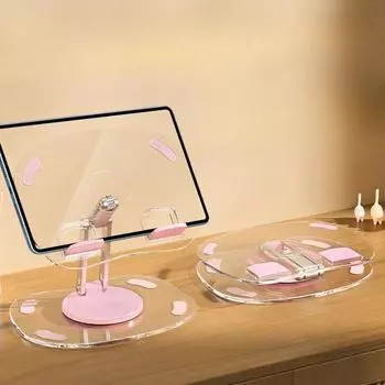 Акриловая подставка для планшета с вращающимся на 360 градусов основанием, складная регулируемая прозрачная подставка для планшета для домашнего офиса, совместимая с iPad и многим другим