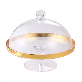 Акриловая подставка для торта с купольной крышкой, подставка, подставка-ножка, поднос для десерта на праздник Gold Side S