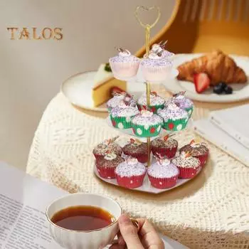 Акриловая подставка для торта в форме сердца, 3-х уровневая башня для демонстрации кексов, элегантная круглая подставка для торта в форме чашки для десертов, свадеб, дней рождения 1 Set