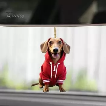 Акриловая подвеска для автомобиля в виде собаки, симпатичное рождественское украшение для автомобиля, праздничное подвесное украшение для деревьев, окон, дверей D