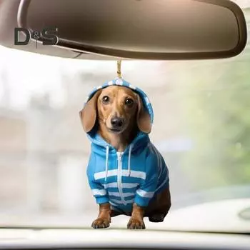 Акриловая подвеска для автомобиля в виде собаки, симпатичное рождественское украшение для автомобиля, праздничное подвесное украшение для деревьев, окон, дверей A