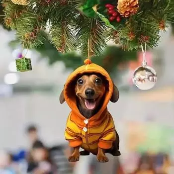 Акриловая подвеска для автомобиля в виде собаки, симпатичное рождественское украшение для автомобиля, праздничное подвесное украшение для деревьев, окон B