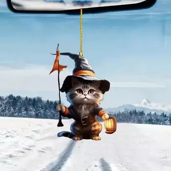 Акриловая подвеска в форме кота, автомобильное подвесное украшение со шнурком, легко повесить, очаровательная реалистичная автомобильная подвеска в форме кошки, подвеска для вечеринки