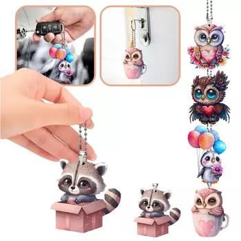 Акриловая подвеска в виде милого животного для женщин и девочек, детская подвеска, подарок для вечеринки, украшение для автомобиля, подвеска с зеркалом заднего вида One Size