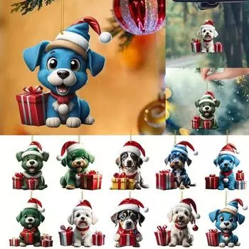 Акриловая подвеска в виде собаки на рождественскую елку, красивая ручная работа, рождественское украшение в виде собаки, подвесное мультяшное рождественское украшение для офиса