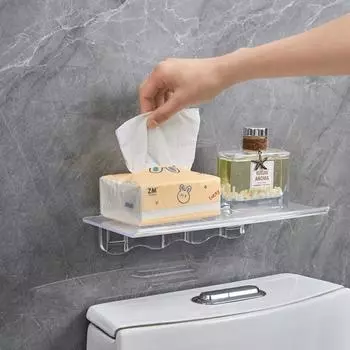 Акриловая полка для хранения в ванной комнате, неперфорированная настенная полка для хранения косметики для ванной комнаты чистый