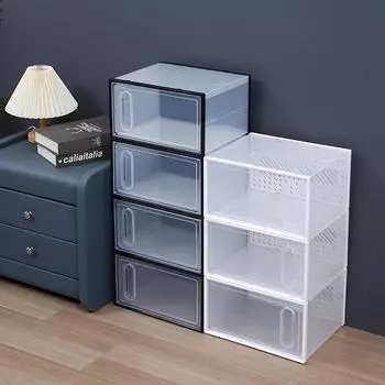 Акриловая прозрачная коробка для обуви Dust Shoes Anti-Oxidation Shoes Aj Magnetic Net Celebrity Display Отдельная коробка для хранения Shoes Wall белый