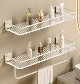 Акриловая прозрачная настенная полка для хранения косметики, подставка для шампуня, полка для душа, аксессуары для ванной комнаты, полка без сверла