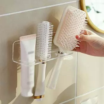 Акриловая прозрачная настенная стойка для хранения расчесок, настенная неперфорированная стойка для хранения в ванной и туалете, стойка для хранения бритв