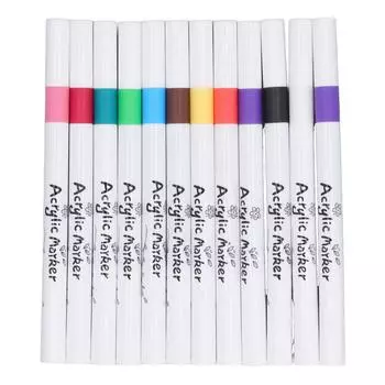 Акриловая ручка для рисования 12 цветов, водостойкая, быстросохнущая, акриловая ручка-маркер для черной бумаги, камень