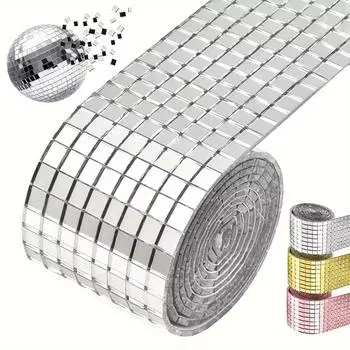 Акриловая самоклеящаяся зеркальная мозаика в классическом стиле - квадратные стеклянные полоски ручной работы для внутреннего и наружного декора, художественные проекты 4*100cm/1600pcs