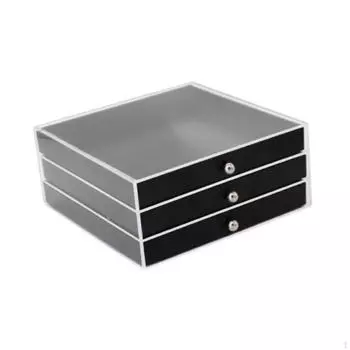 Акриловая шкатулка для украшений, прозрачная внешняя часть для ожерелья, браслета, помады, броши, гвоздика, подарка для женщин Black