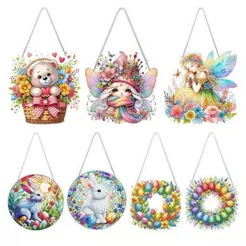 Акриловая специальная форма цветочная корзина медведь 5D DIY алмазная живопись точки кулон алмазная живопись подвесной кулон для стены окно