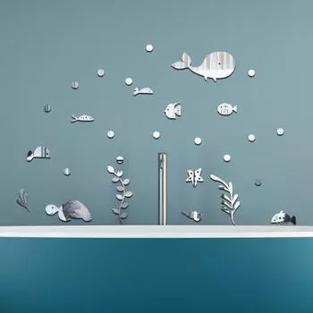 Акриловая стена с изображением морского мира, детская комната, гостиная, самоклеящееся зеркало, настенное украшение