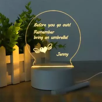 Акриловая стираемая рукописная пустая доска объявлений «сделай сам», креативный подарок, светодиодные декоративные огни белый