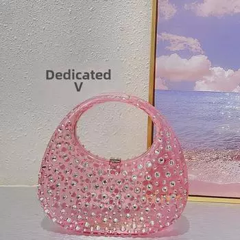 Акриловая сумка для яиц с блестящим бриллиантовым полумесяцем