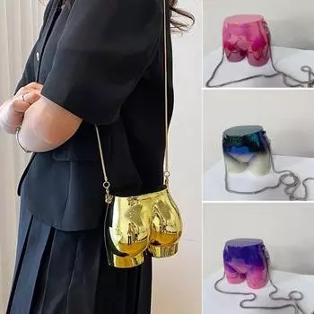 Акриловая сумка на плечо с косточкой-селедкой, цепочка на ремешке, новая женская сумка через плечо в форме приклада, подарок на день рождения золотистый