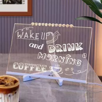 Акриловая светодиодная доска для сообщений Yousheng с 12 цветными маркерами, легко стирается, имеет регулируемый угол наклона, USB-шнур питания, красочный светящийся знак A