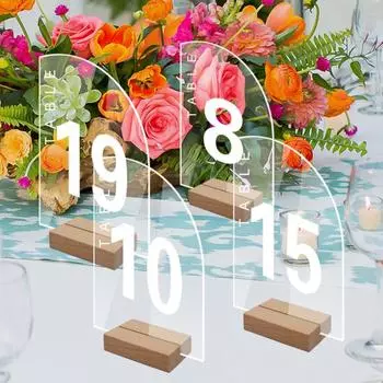 Акриловая табличка с номером стола с подставкой, гладкая прозрачная акриловая табличка «сделай сам», держатель для свадебной вечеринки, товары для свадебной вечеринки S C
