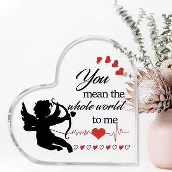 Акриловая табличка в форме сердца на День святого Валентина, табличка в форме сердца на стол, памятный подарок для женщин, домашний офис, прозрачная акриловая табличка белый