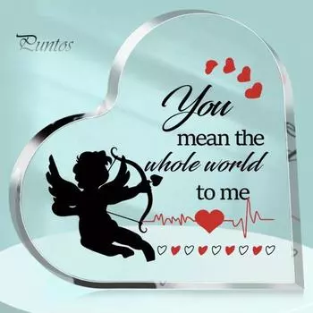 Акриловая табличка в форме сердца на День святого Валентина, табличка в форме сердца на стол, памятный подарок для женщин, домашний офис, прозрачная акриловая табличка белый