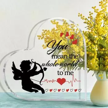 Акриловая табличка в форме сердца на День святого Валентина, табличка в форме сердца на стол, памятный подарок для женщин, домашний офис, прозрачная акриловая табличка белый