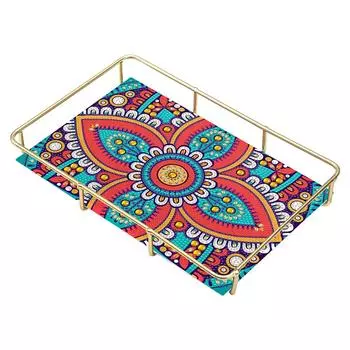 Акриловая тарелка для хранения с цветным узором и алмазной росписью, ручная работа для декора столешницы YP15