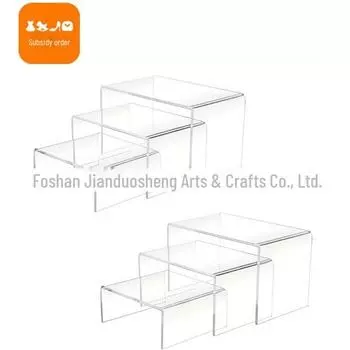 Акриловая U-образная 3-секционная стойка для статуэток и полка для хранения косметики 1 set (3 pieces in total, small, medium and large) прозрачный