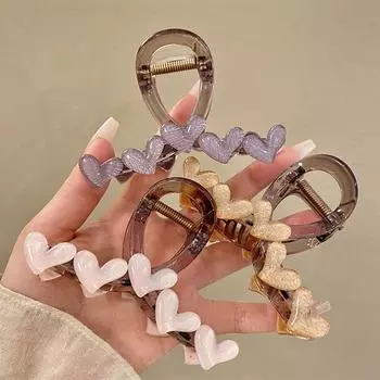 Акриловая заколка для волос Love Claw для девочек, корейская цветная прозрачная заколка для волос в виде акулы, женская милая заколка для волос в виде краба, аксессуары для волос 8cm