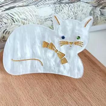 Акриловая заколка для волос в виде акулы из циркона, мультяшная заколка для волос для кошек, модная заколка для волос для кошек, ежедневная серый