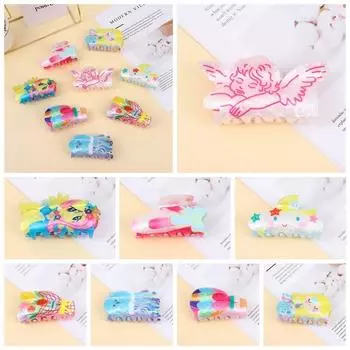 Акриловая заколка для волос в виде цветка, воздушного шара, медузы, акулы, персонализированная заколка для волос в виде ангела, женская C