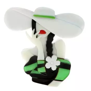 Акриловая зеленая элегантная брошь для девочки, модная ацетатная простыня, аксессуары для одежды, грудь серый