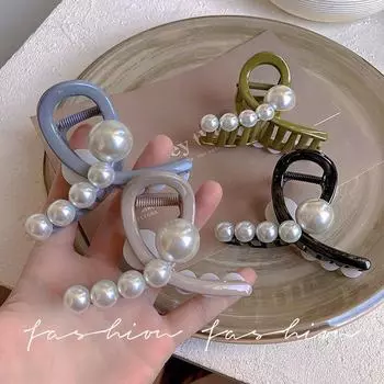 Акриловая жемчужная шпилька для волос для женщин - шикарный конский хвост и зажим для волос в виде акулы зелёный