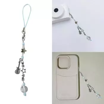 Акриловая звезда-гитара, подвеска для мобильного телефона, красочный брелок из бисера, подвеска, модный аксессуар для телефонной цепи для женщин и девочек 1