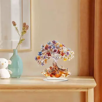 Акриловое древо жизни украшение для рабочего стола 2D украшение для дома коллекционное с базовым столом Style A