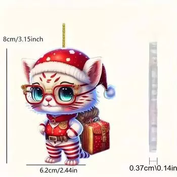 Акриловое игривое милое кошачье праздничное украшение, идеально подходящее для рождественской елки.