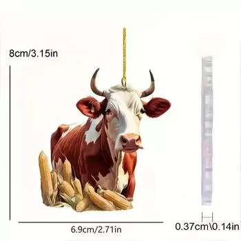 Акриловое игривое украшение на подвеске в виде коровы для яркой рождественской елки и акцентов дома