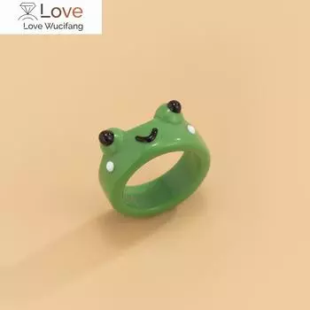 Акриловое кольцо в виде лягушки, смоляные кольца для женщин и девочек, простые эстетические ювелирные изделия с животными, кольца дружбы, отличные вечерние, дорожные подарки