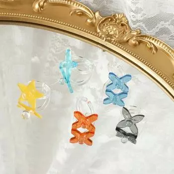 Акриловое нерегулярное прозрачное кольцо конфетного цвета, открытое кольцо на палец, кольцо на сустав, модные аксессуары синий