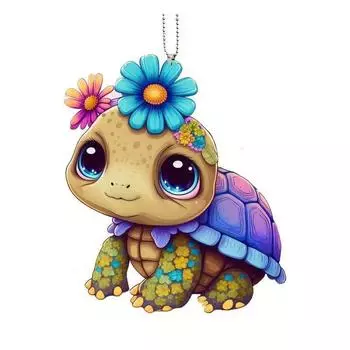 Акриловое Плоское Веселое Черепаха Цветок Автомобильное Украшение Для Игривых И Ярких Автомобильных Интерьеров