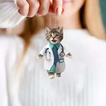 Акриловое подвесное украшение в виде черепа с капюшоном для дома, рождественской елки, зеркала заднего вида автомобиля, 2D, плоского украшения для собак и кошек, подвески в виде мультяшных животных A