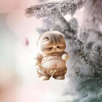 Акриловое подвесное украшение в виде пузатого кота для дома, комнатная рождественская елка, зеркало заднего вида автомобиля, 2D, плоский, большой живот, котенок, подвесное украшение, мультфильм Cat