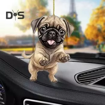 Акриловое подвесное украшение в виде собаки с кулоном и шнурком, легко подвешивается, креативное украшение на рождественскую елку, сумка-подвеска A