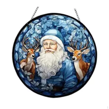 Акриловое рождественское украшение в виде Санты, украшение для входной двери, для садового патио, прочное с металлической цепью Diameter 15cm