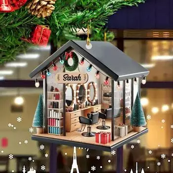 Акриловое украшение для парикмахерской, 2D, плоская акриловая подвеска для салона красоты, рождественская елка, каминная полка, подвесной декор, подарок для парикмахера-стилиста 1pc