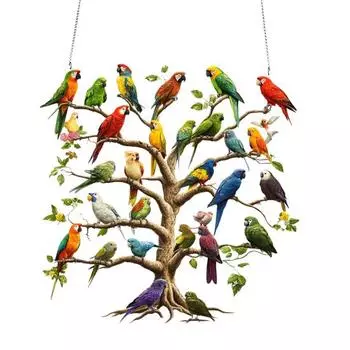 Акриловое украшение для подвешивания на елку в виде попугая, 2D плоский красочный попугай, для дома, улицы, рождественской елки, стены, окна, подвесная табличка с птицей Bird
