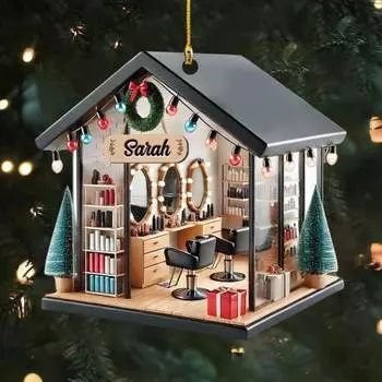 Акриловое украшение для салона красоты Yousheng, 2D-подвеска из акрила для салона красоты, рождественская елка, каминная полка, подвесной декор, подарок для парикмахера-стилиста 1pc