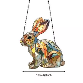 Акриловое украшение в виде кролика для подвешивания на окно, акриловый ловец солнца в стиле бохо-шик, идеально для декора в помещении/на улице, подарки на новоселье 10cm