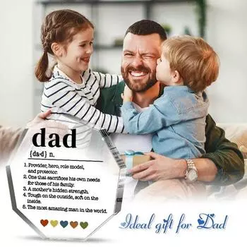 Акриловое украшение в виде папы, прозрачный акриловый блок с напечатанными вдохновляющими словами, отдельно стоящее украшение для стола, подарок папе от сына или дочери