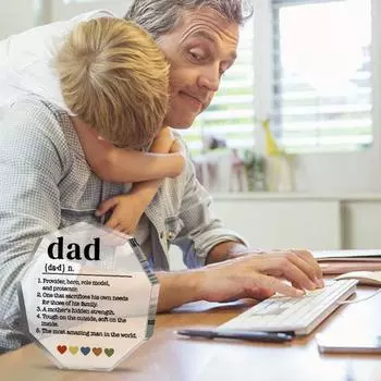 Акриловое украшение в виде папы, прозрачный акриловый блок с напечатанными вдохновляющими словами, отдельно стоящее украшение для стола, подарок папе от сына или дочери разноцветный